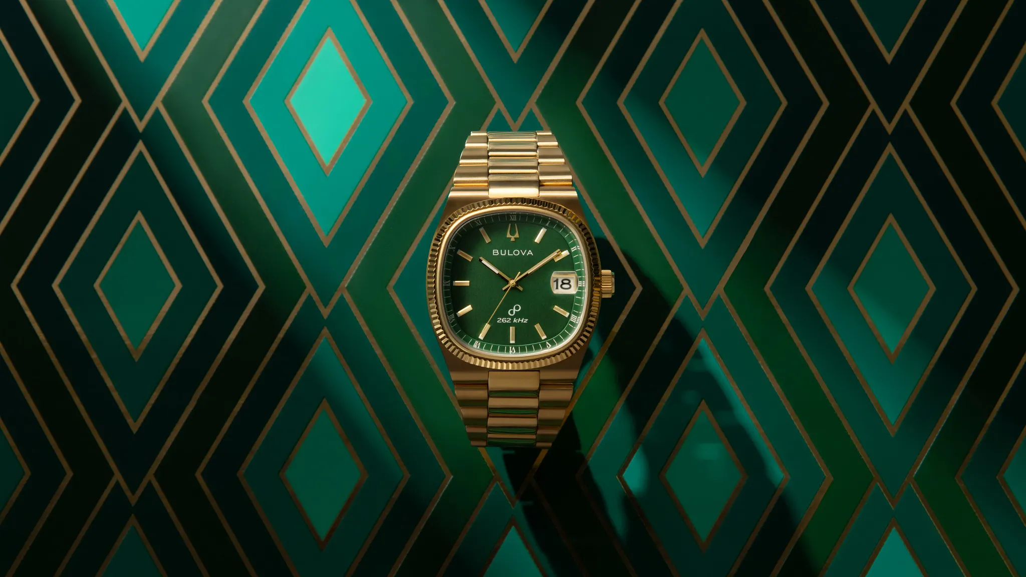 Green Dial Stainless Steel Bracelet Super Seville 97B237 | Bulova